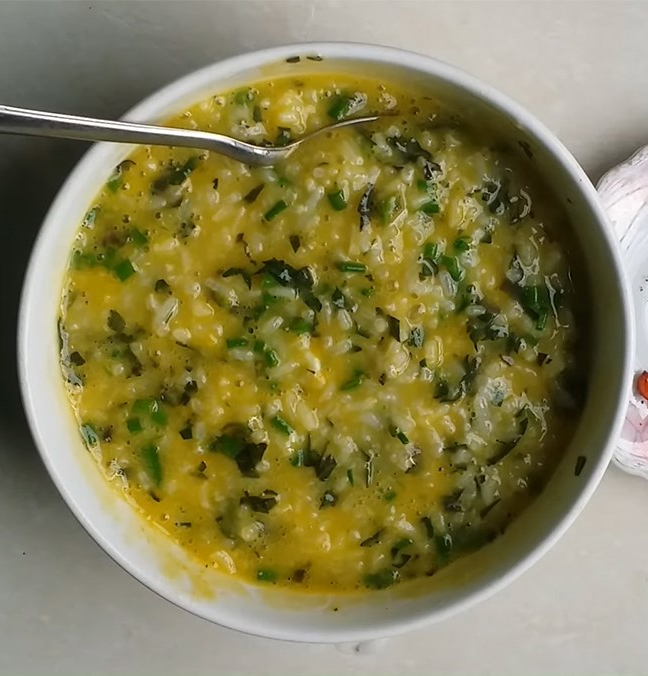 Cháo tía tô trứng gà